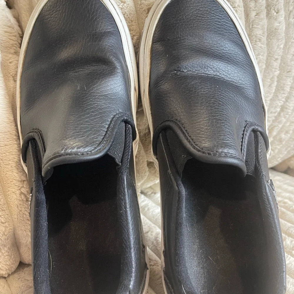 Vans Black Leather Slip-On Loafers size 8.5 - Picture 5 of 8